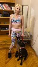 Sportswear Fitness-Pants Workout-Clothes Yoga-Suits Banana Gym Print Boom High-Waist