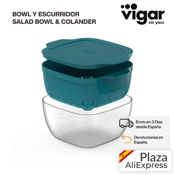 

Vigar - Homey | Drainer with bowl and lid 1.5L and 4,5L-BPA free plastic-container for fridge and drainer with drainage