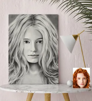 

Personalized Women 'S Charcoal Artistic Portrait Design Canvas Table 30x50cm-18