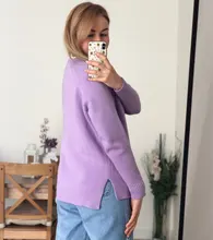 Sweater Pullovers Mock-Neck Beige Purple Winter Green 8-Colors High-Quality Women C-232