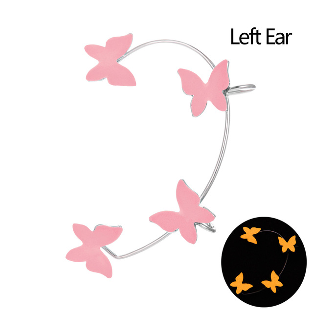 Luminous Butterfly Ear Cuff Clip For Women Copper Fake Piercing Butterfly Earring Glow In The Dark Fashion Jewelry Gift