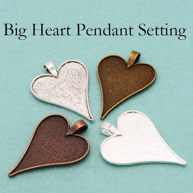 

20 pcs- Big Heart Pendant Setting, Heart Cameo Setting, Artsy Heart Setting for Resin or Epoxy, Resin Frame Pendant, Heart Bezel