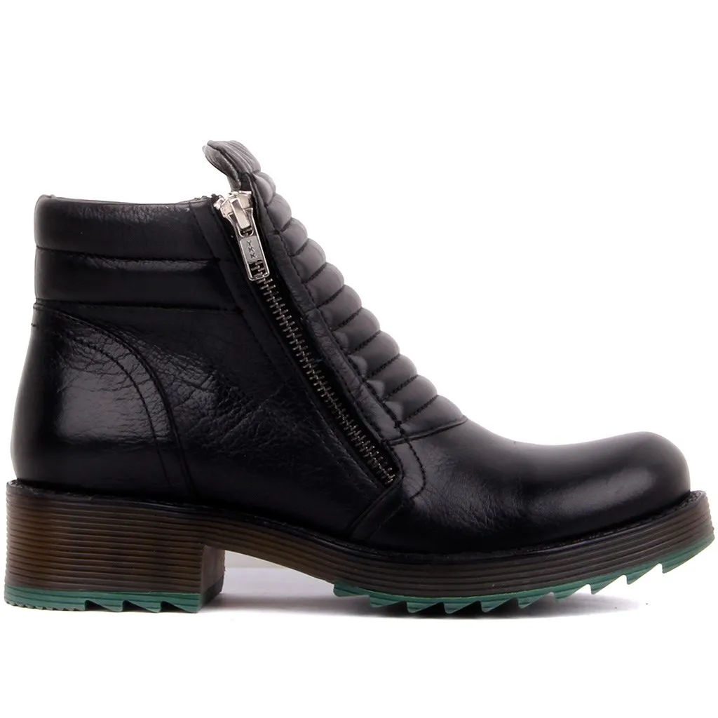 

Sail-Lakers Black Leather Zipper Female Boots