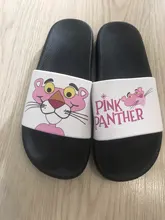 Zapatillas de verano de Pantera Rosa para mujer, zapatillas antideslizantes de dibujos animados, cómodas, para la playa, 298