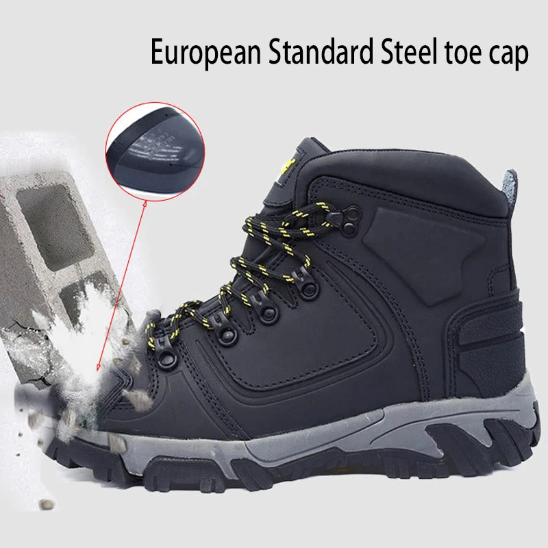 Защитная обувь для мужчин со стальным носком, рабочие ботинки, термостойкие, 300 ℃ S3 SRC EN20345: 2011, анти разбивающиеся, прокалывающиеся, антистатические