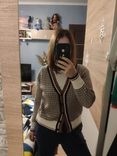 Oversize Cardigans Sweaters Checkered Plaid Colorfaith Fashionable Womens Spring Knitting