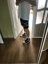 Pantalones cortos Harajuku para hombre y mujer, ropa de calle con patrón de cadena de hierro, holgados, de cintura elástica, para monopatín, Hip-hop