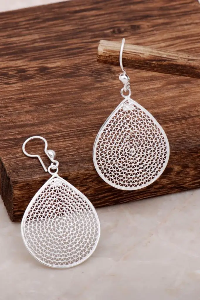 

Filigree Drop Design Shaky Silver Earrings 4606 High Quality Hand Made Original Filigree Silver Jewellery Gift for Women