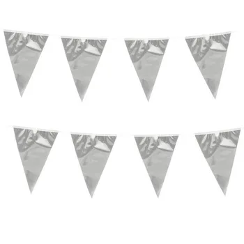

Silver metallic triangles pennant (10 m) for party decoration, birthday, communions, Anniversaries