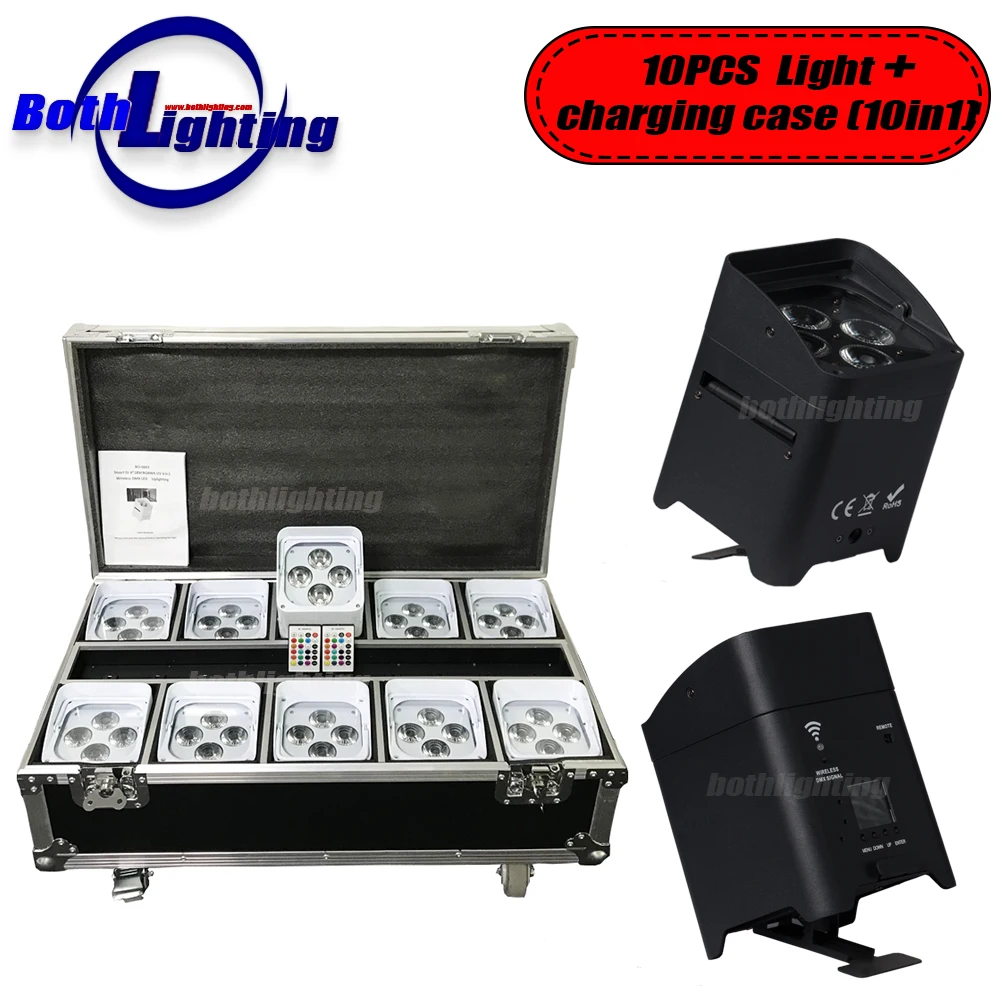 Wifi &Remote Uplighting Smart DJ 4x18w RGBWA UV 6in1 Battery Operate Wireless DMX LED Uplight for Wedding