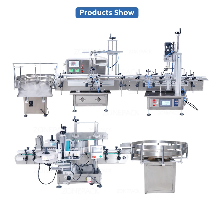 ZONEPACK Small Automatic Production Line Pneumatic Juice Gel Bottle Filling Capping And Flat Labeling Machine for Cosmetic