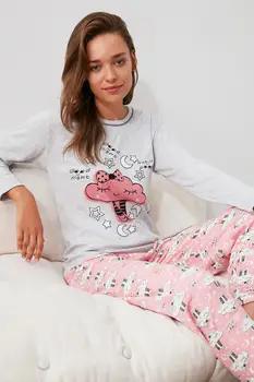 

Trendyol Cloud Printed Knitted Pajamas Set THMAW21PT0546