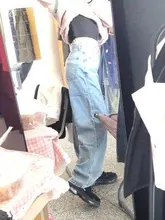 Pantalones vaqueros de cintura alta para mujer, Jeans holgados de gran tamaño para mamá, ropa de calle, vaqueros de pierna recta para mujer