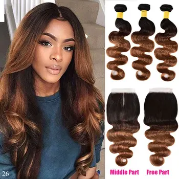

Ombre Body Wave Wavy Bundles With Closure Remy Honey Blonde Brazilian Hair Weave 3 4 Bundles Human Hair Bundles With Closure
