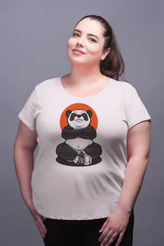 

Angemiel Wear Fighter Panda White Women Cotton Large Size T-Shirt