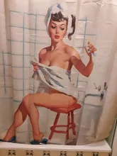 Shower Curtains American-Girl Polyester-Fabric Waterproof Woman 3D with 12-Hooks Washable