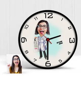 

Personalized Eye Doctor Cartoon Wooden Wall Clock-1