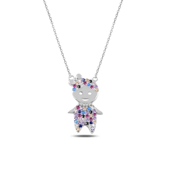 

Silver 925 Sterling Color Zircon Stone Female Child Necklace