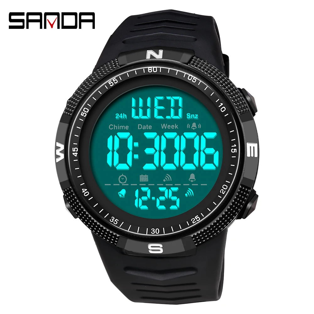 SANDA Brand new style 6014 Men's E-Form Movement Fashion Trend Watch Glow-in-the-dark Waterproof Watch Alarm