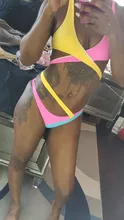Bikini de empalme para mujer, bañador femenino de dos piezas, conjunto de Bikini asimétrico de cintura media, traje de baño V2423