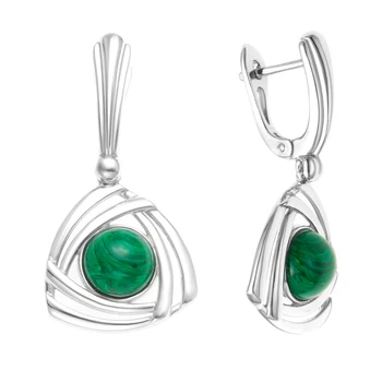 

Silver earrings with malachite Sint.
