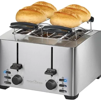 

Proficook TA 1073-Toaster de 4 slots, 3 function, heated bread rolls, 1500 W, stainless steel
