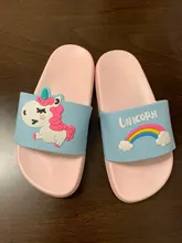 Suihyung-Zapatillas de unicornio arcoíris para niños y niñas, zapatos de playa para niños, pantuflas suaves para interiores