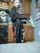 QWEEK-pantalones de pierna ancha estilo Punk Hippie para mujer, ropa de calle Harajuku gótico, estilo de calle de Anime, estampado gótico negro, Hip Hop