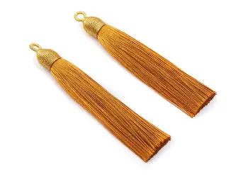 

Silky Tassels with Loop Charms - Silky Tassels Earrings and Pendant - Boho Earrings - 4Pcs/LOT - 84.37x9.59mm - TS1011
