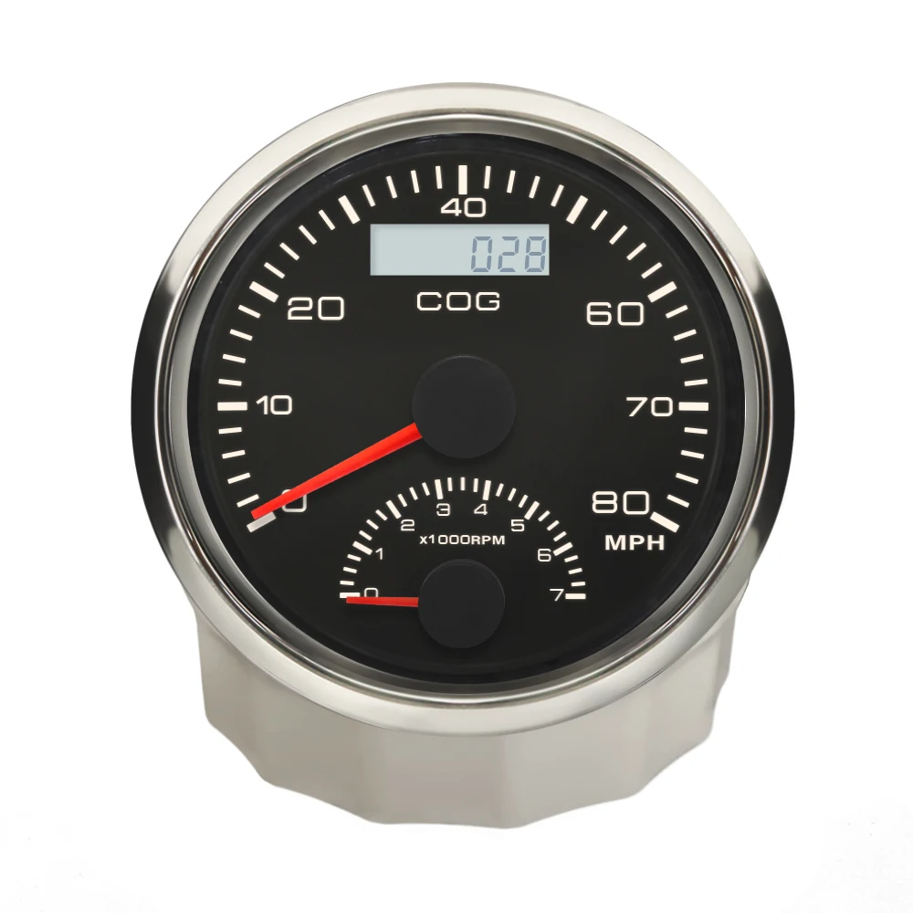 Universal 80MPH GPS Speedometer with COG 0 7000RPM Engine Rev Counter
