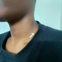 Collar con colgante de Cruz para mujer y hombre, joyería de acero inoxidable religioso, Gargantilla chapada en oro y plata, collar de fe