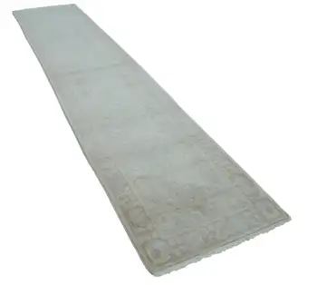 

80x359 Cm Beige Handmade Oushak Runner Rug-3x12 Ft