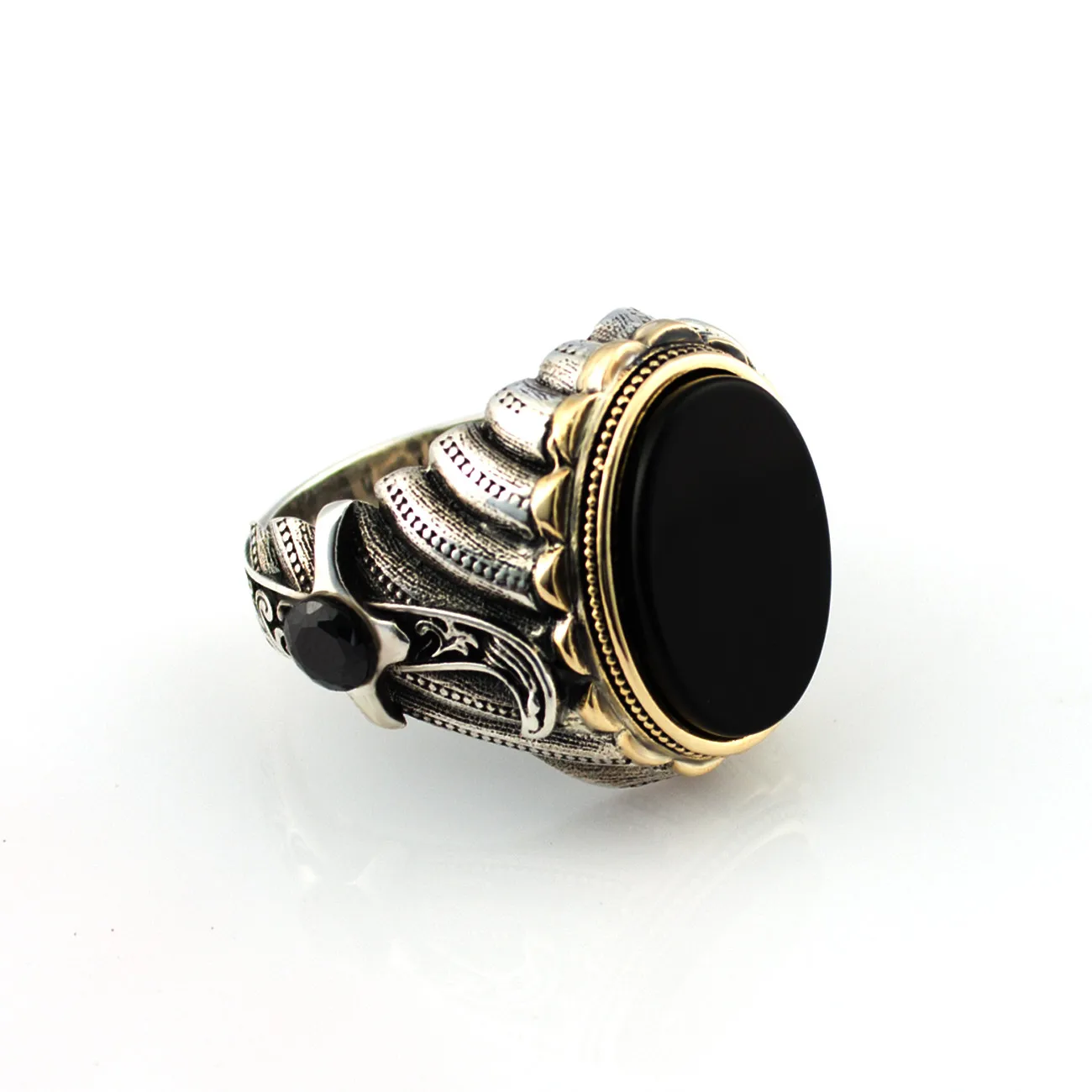 

925 Sterling Silver Ring for Men Black Onyx Stone Jewelry fashion vintage Gift Zircon Aqeq Mens Rings All Size (made in Turkey)