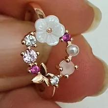 Anillo de boda con diseño de flores y mariposas para mujer, sortija de boda con circonita de oro rosa, Glamour, regalo para niñas, joyería creativa