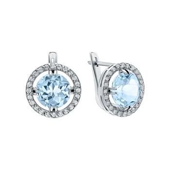 

Silver earrings with Topaz and cubic zirconia sunlight sample 925