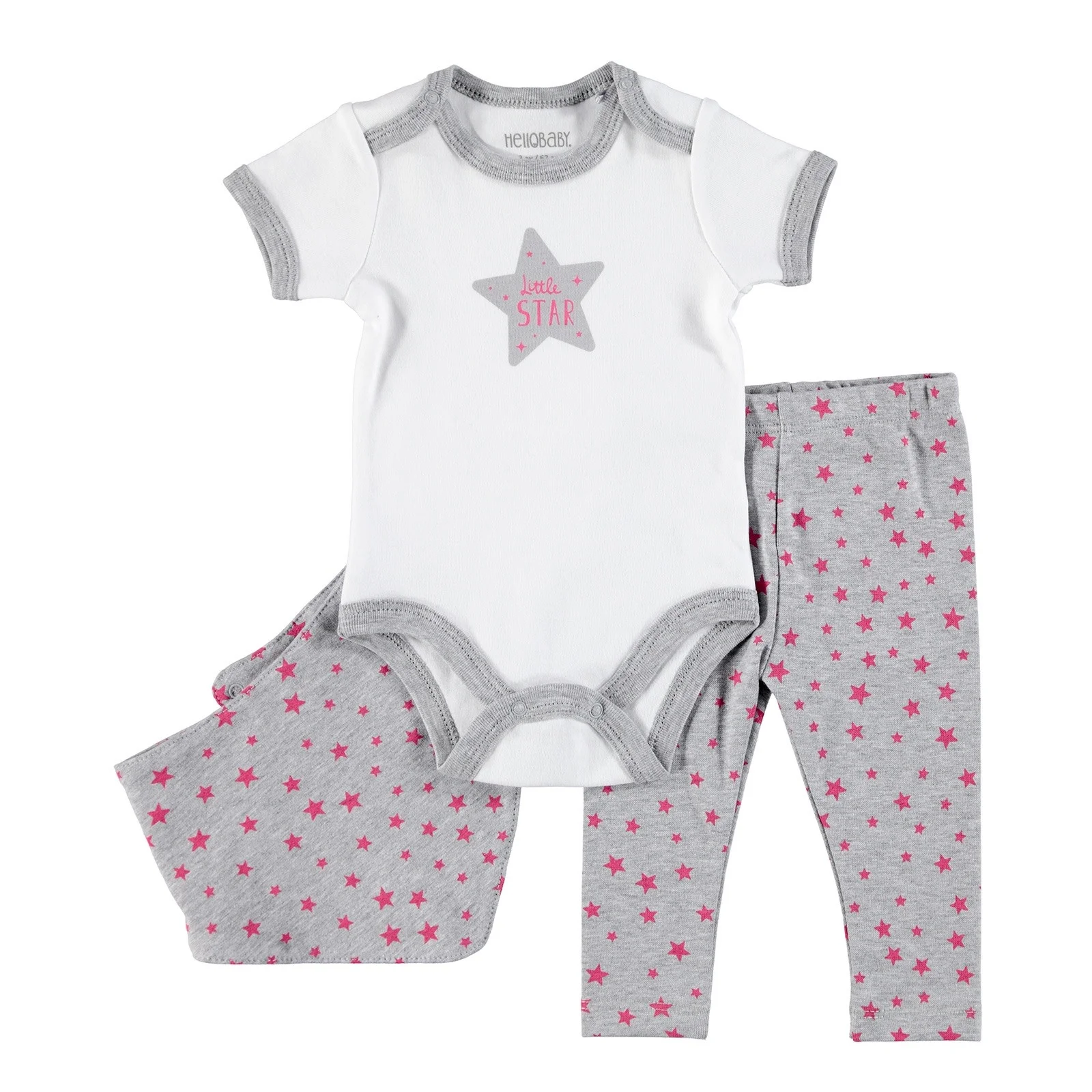 Ebebek HelloBaby/комплект из 3 предметов: боди с короткими рукавами и принтом звезд шарфа|