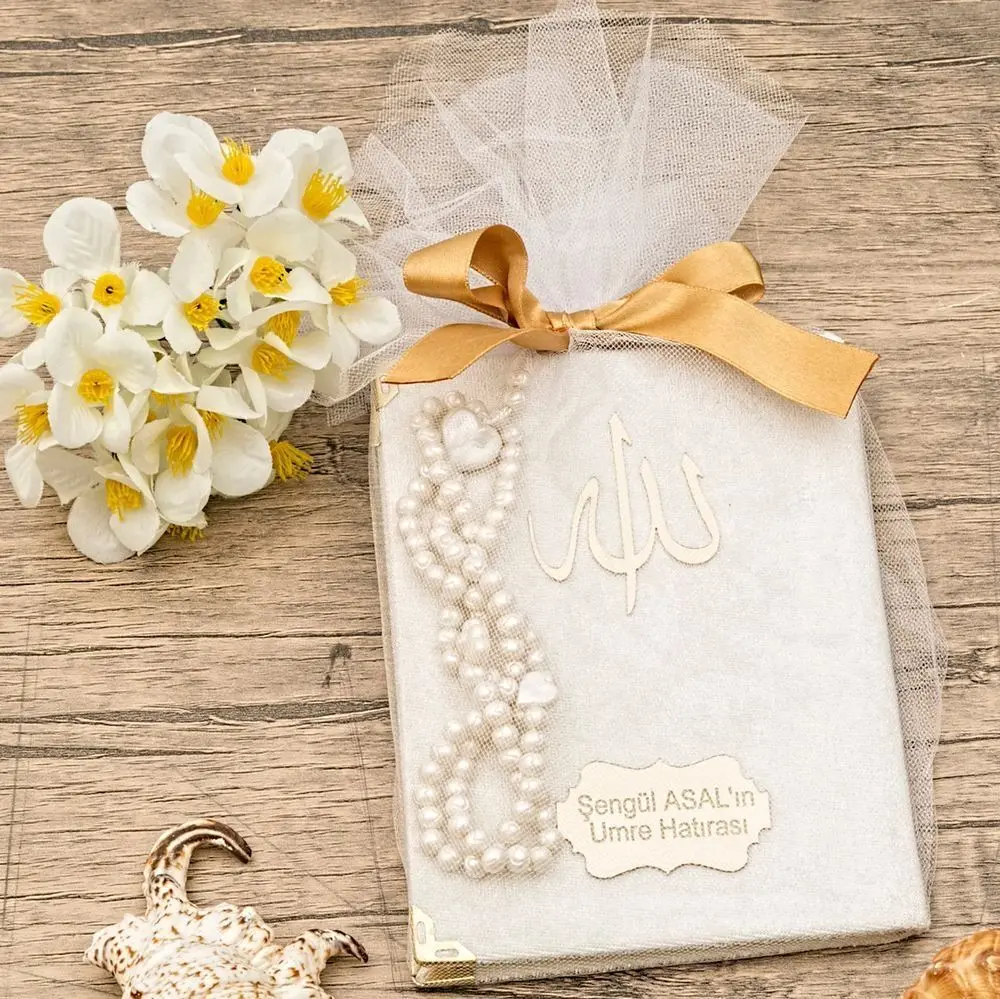 Luxury Muslim Gift Set Velvet Yasin Sharif Rosary Islamic Personalized Custom Embellished Tulle Wholesale Shopping Religious Items Ramadan 2023 Worship Societies Excellent Quality Mevlüt Groups Fashion