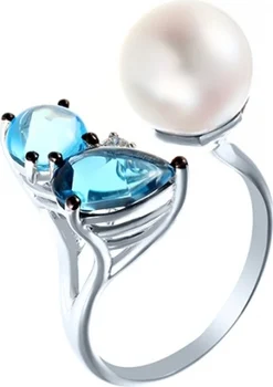 

Jay VI ring with topaz, Diamond and pearls in white gold