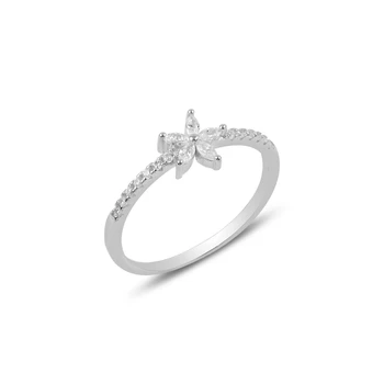 

Silver 925 Sterling Zircon Cubic Zirconia Flower Ring