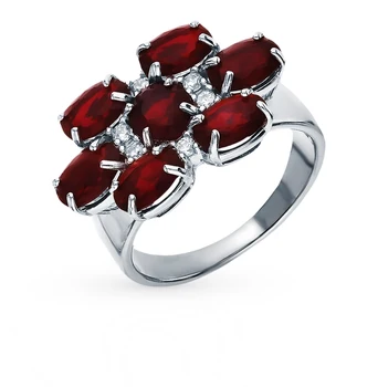 

Silver ring with cubic zirconia and Garnet sunlight sample 925