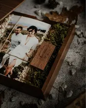 JASTER-álbum de fotos de madera de Arce, memoria usb + caja, Pendrive, 8GB, 16GB, 32GB, 64GB, logotipo de regalo gratis (170x170x35mm)