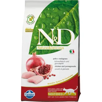 

N&D Cat Chicken & Pomegranate Neutered корм для стерилизованных кошек и кастрированных котов, Цыпленок и гранат, 5 кг.