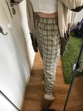 Pantalones largos sencillos Vintage a cuadros para mujer, pantalón de pierna ancha, informal, moda urbana