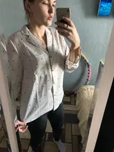 Casual Women Blouse Tops Collar Long-Sleeve Office-Work Printed Polka-Dot Fashion Ladies