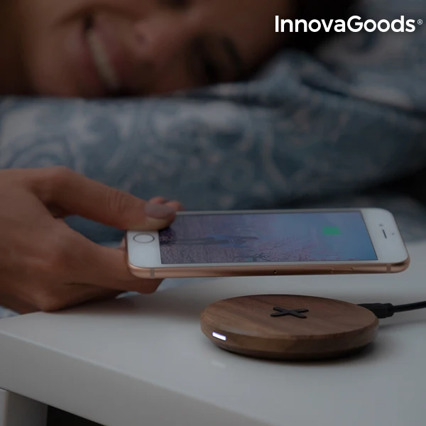 InnovaGoods беспроводное деревянное быстрое зарядное устройство орех