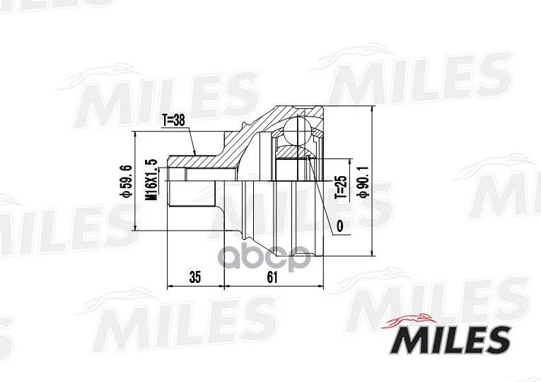 Шрус Audi 100 1.8-2.4d 82-91 Нар. Miles Ga20002 Miles арт. GA20002