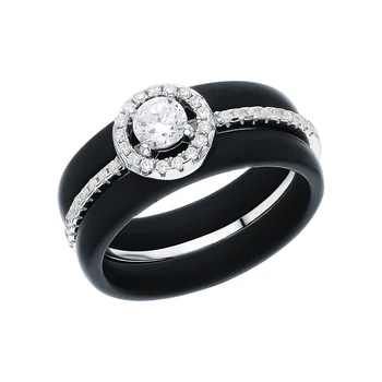 

Silver ring with ceramics and cubic zirconia sunlight sample 925