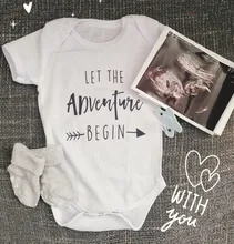 DERMSPE-ropa de manga corta para bebé recién nacido, peleles con diseño de Let The Adventure Begin, color blanco, 2019