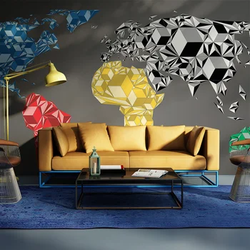 

Wall mural-Map of the World - colorful solids - 450x270 cm