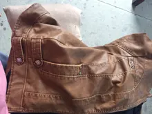 Chaqueta de motociclista para hombre, chaqueta de lana de imitación de cuero PU, informal, bordado, con cremallera, otoño e invierno, 2021